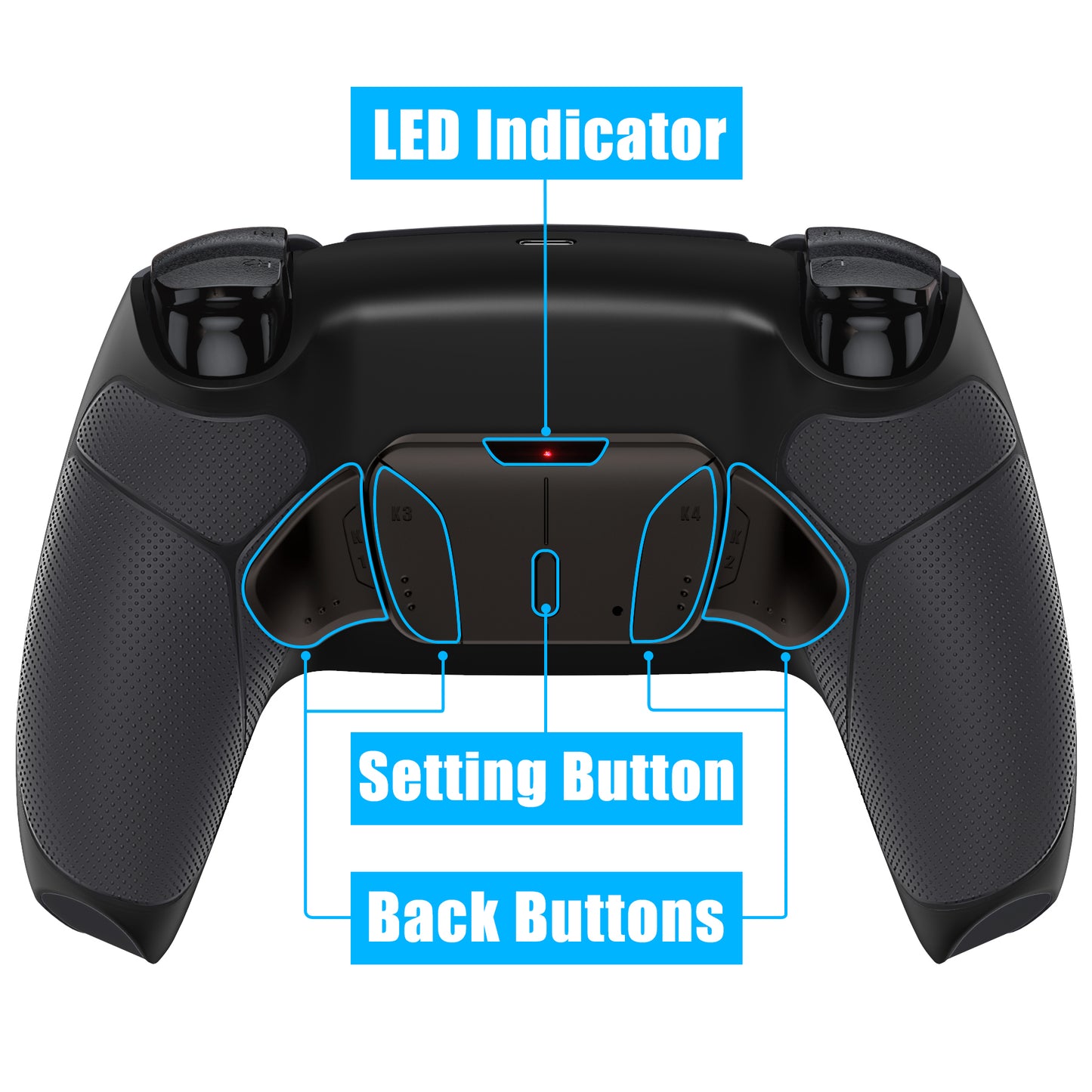 eXtremeRate PS5コントローラーBDM-030/040/050対応用ブラックリアルメタルボタン（RMB）バージョンRISE4 V3リマップキット【ラバー付きブラック】