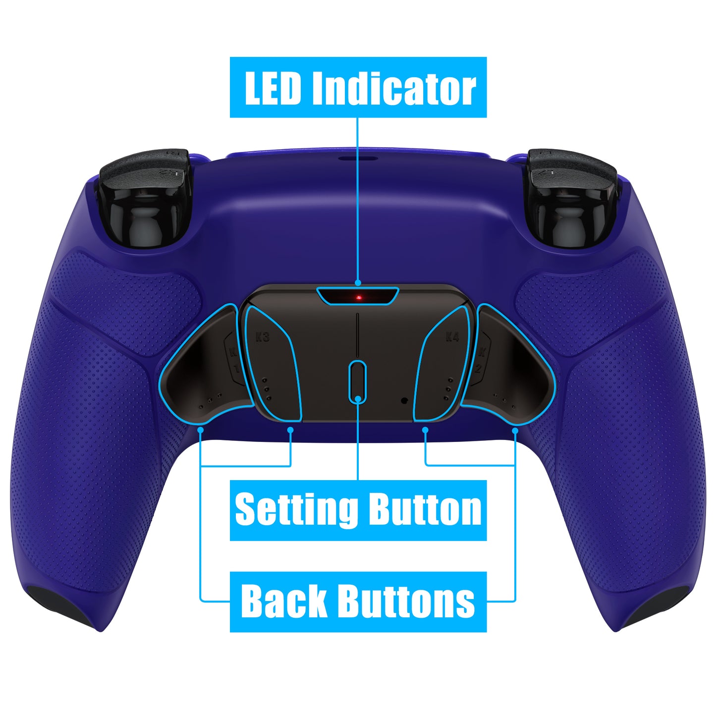 eXtremeRate PS5コントローラーBDM-030/040/050対応用ブラックリアルメタルボタン（RMB）バージョンRISE4 V3リマップキット【ラバー付き深い青紫色】