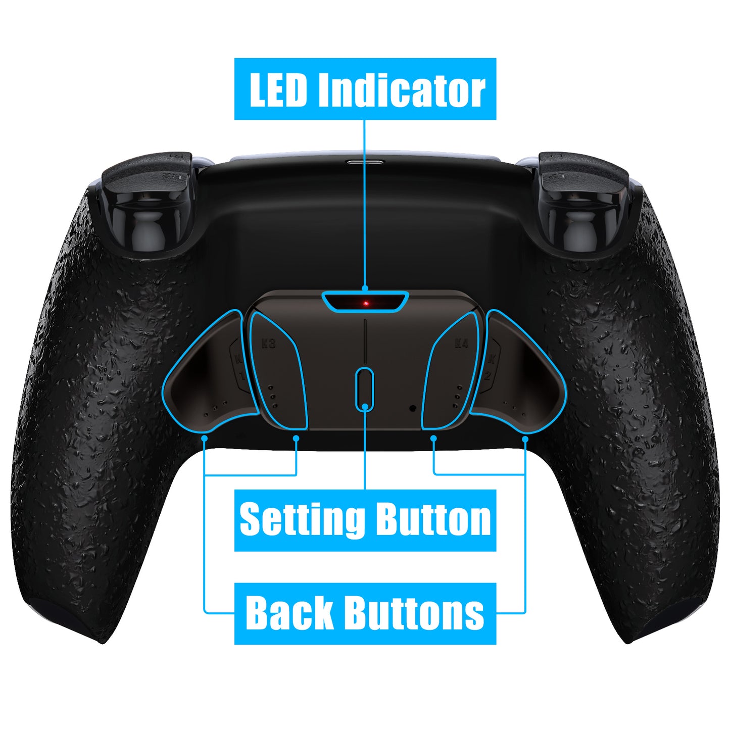 eXtremeRate PS5コントローラーBDM-030/040/050対応用ブラックリアルメタルボタン（RMB）バージョンRISE4 V3リマップキット【テクスチャードブラック】