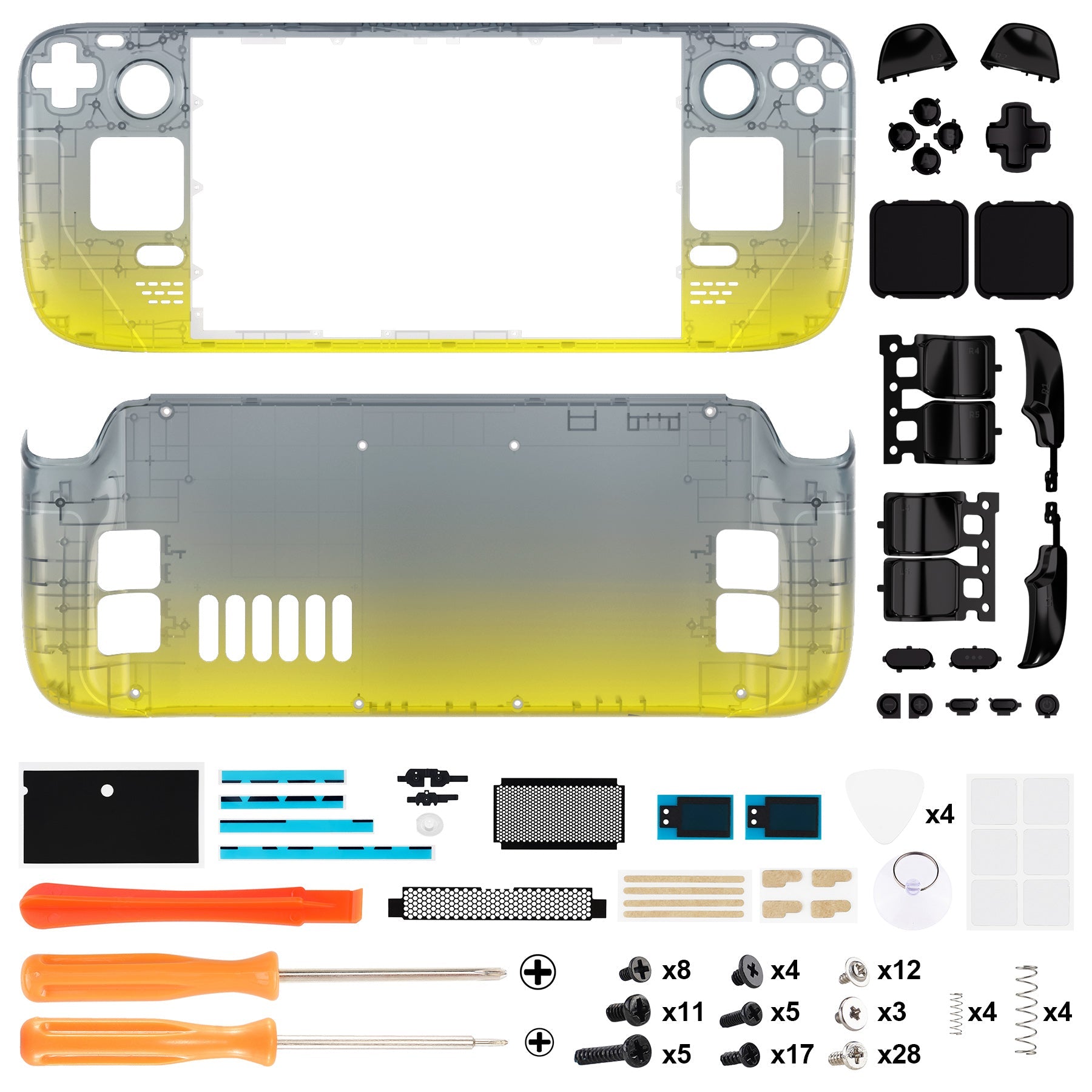 eXtremeRate Custom Full Set Shell with Buttons for Steam Deck LCD - Gradient Black Yellow eXtremeRate