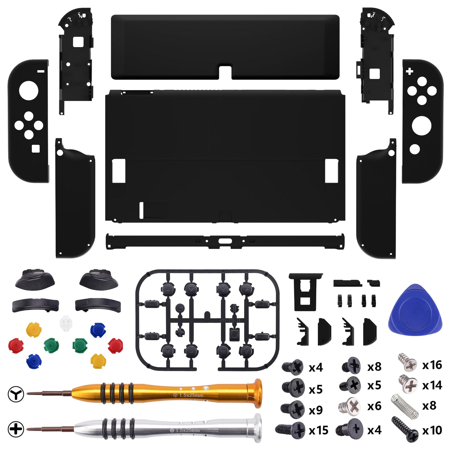 eXtremeRate Custom Replacement Full Set Shell with Buttons for Nintendo Switch OLED - Black eXtremeRate