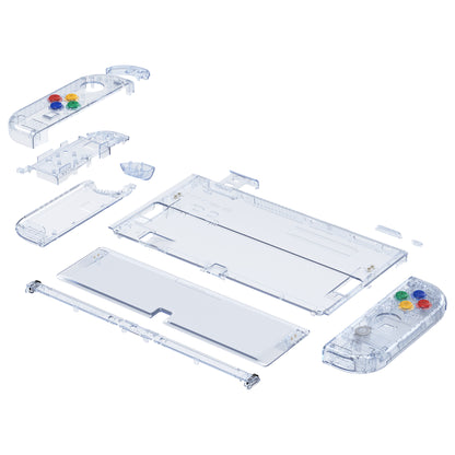eXtremeRate 任天堂スイッチ有機EL用カスタム交換フルセットシェル＆ボタン【クリスタルクリアグレイシャーブルー】