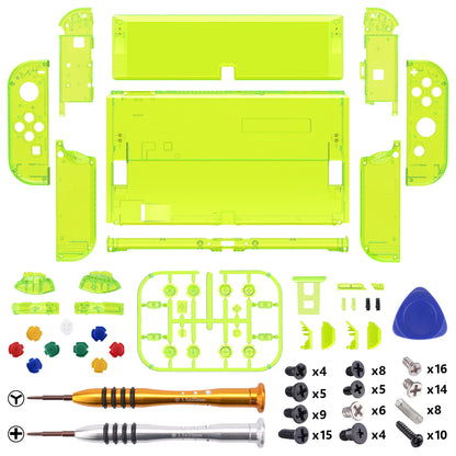 eXtremeRate 任天堂スイッチ有機EL用カスタム交換フルセットシェル＆ボタン【クリスタルクリアライムグリーン】