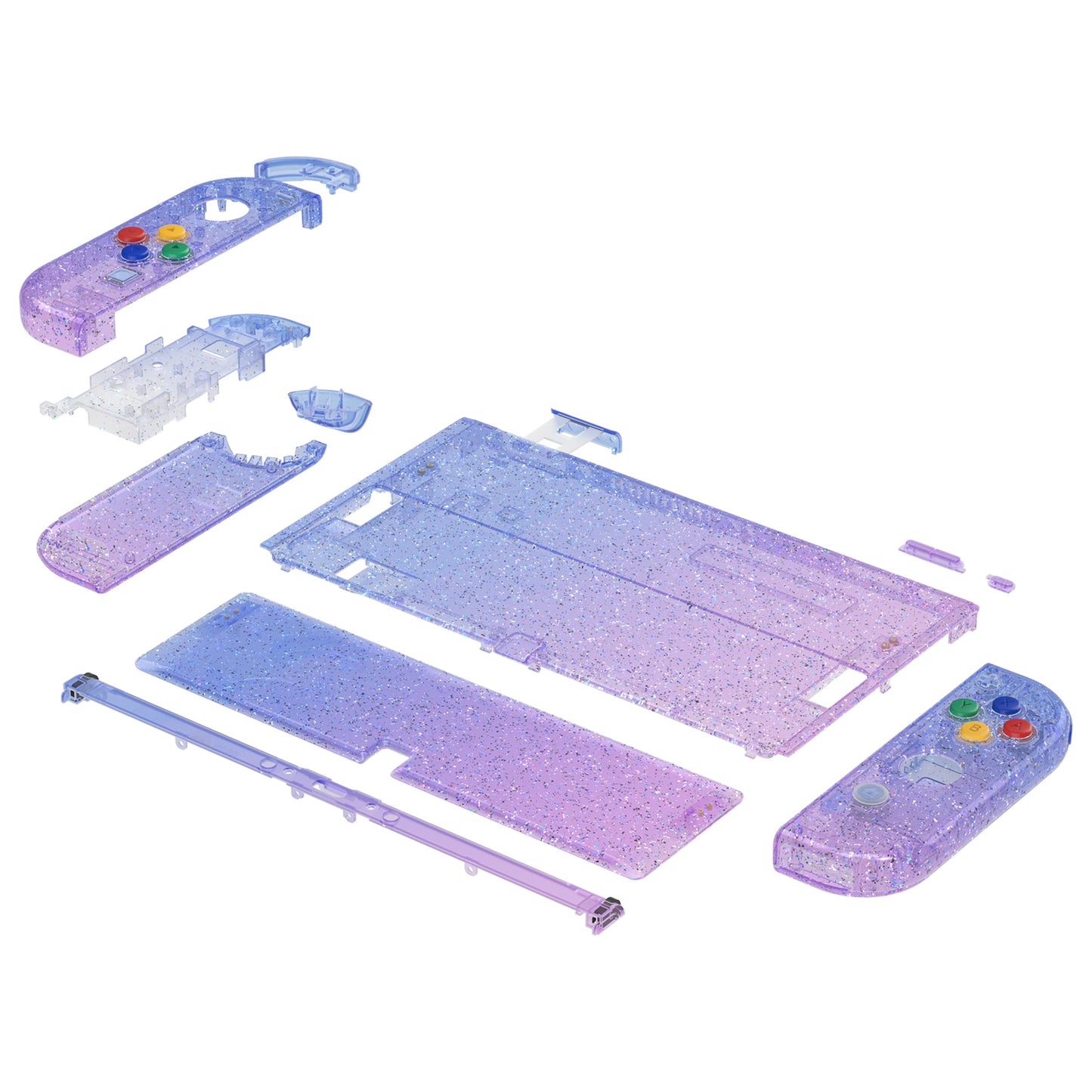 eXtremeRate 任天堂スイッチ有機EL用カスタム交換フルセットシェル＆ボタン【ブルーとパープルのグラデーションカラー】