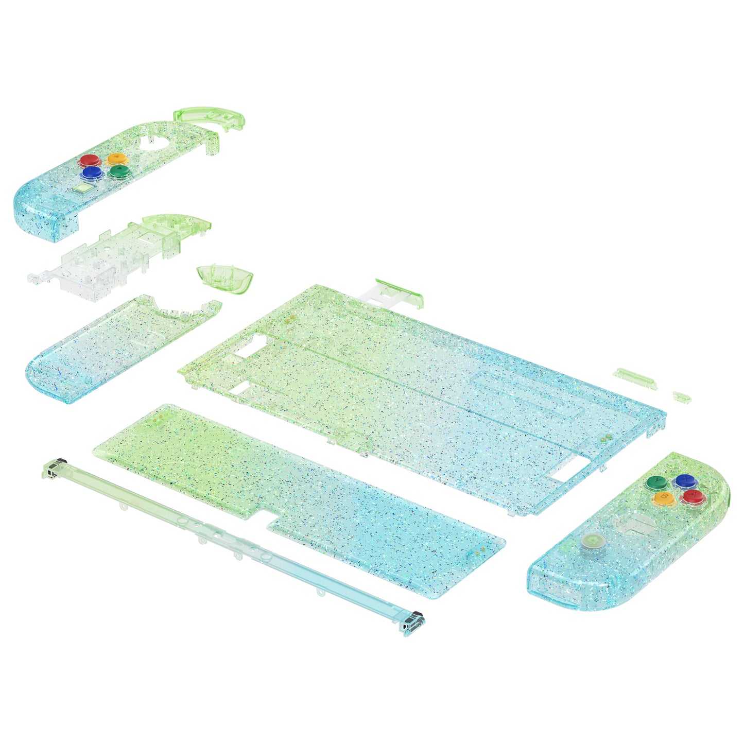 eXtremeRate 任天堂スイッチ有機EL用カスタム交換フルセットシェル＆ボタン【グリーンとブルーのグラデーションカラー】