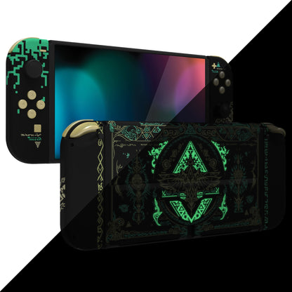 eXtremeRate Custom Replacement Full Set Shell with Buttons for Nintendo Switch OLED - Glow in Dark - Totem of Kingdom Black eXtremeRate