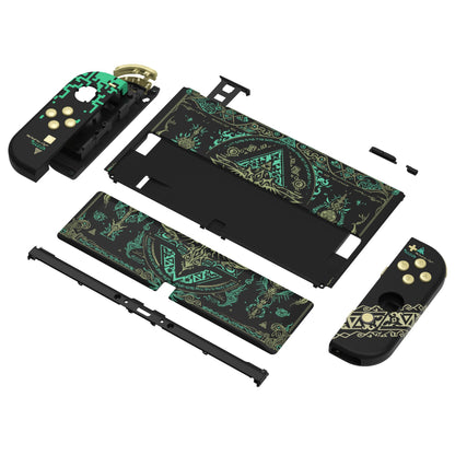 eXtremeRate Custom Replacement Full Set Shell with Buttons for Nintendo Switch OLED - Glow in Dark - Totem of Kingdom Black eXtremeRate