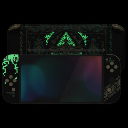 eXtremeRate Custom Replacement Full Set Shell with Buttons for Nintendo Switch OLED - Glow in Dark - Totem of Kingdom Black eXtremeRate