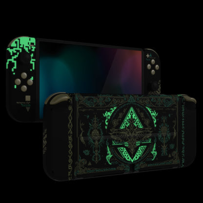 eXtremeRate Custom Replacement Full Set Shell with Buttons for Nintendo Switch OLED - Glow in Dark - Totem of Kingdom Black eXtremeRate