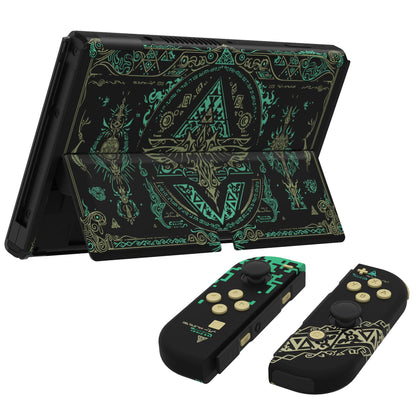 eXtremeRate Custom Replacement Full Set Shell with Buttons for Nintendo Switch OLED - Glow in Dark - Totem of Kingdom Black eXtremeRate