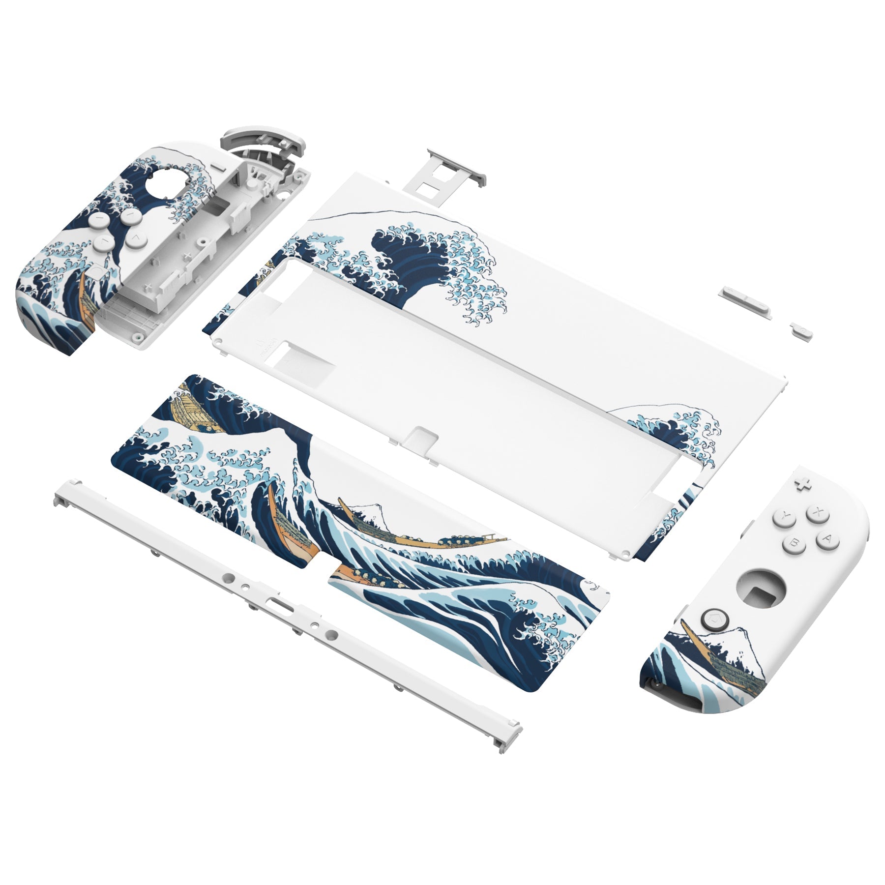 eXtremeRate Custom Replacement Full Set Shell with Buttons for Nintendo Switch OLED - The Great Wave Off Kanagawa eXtremeRate