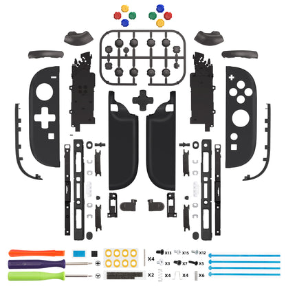eXtremeRate Nintendo Switch 2対応ジョイコン交換フルセットシェルケース、方向ボタンバージョンボタン付き - デラックス版【ブラック】