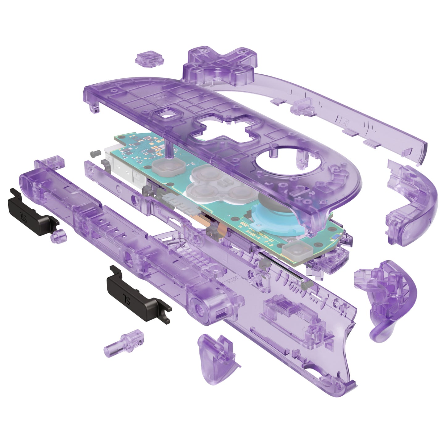 eXtremeRate Nintendo Switch 2対応ジョイコン交換フルセットシェルケース、方向ボタンバージョンボタン付き - デラックス版【クリアパープル】