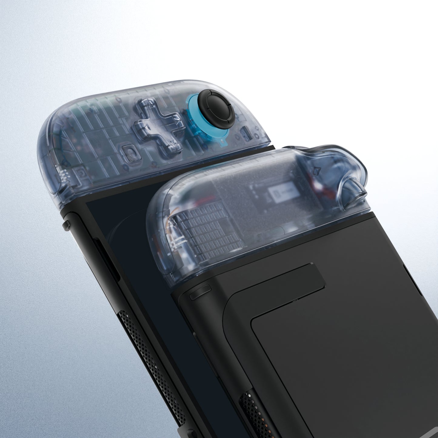 eXtremeRate Nintendo Switch 2対応ジョイコン交換フルセットシェルケース、方向ボタンバージョンボタン付き - デラックス版【クリアグレイシャーブルー】