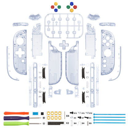 eXtremeRate Nintendo Switch 2対応ジョイコン交換フルセットシェルケース、方向ボタンバージョンボタン付き - デラックス版【クリアグレイシャーブルー】