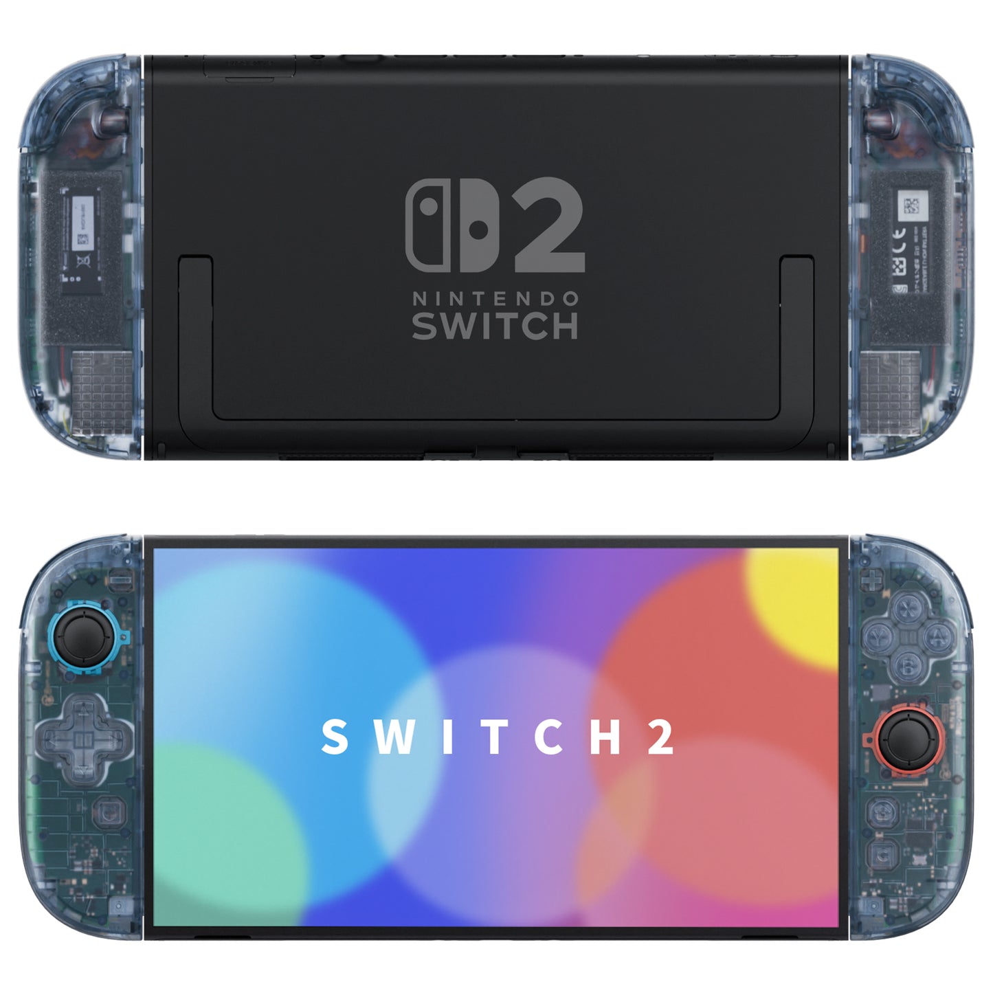 eXtremeRate Nintendo Switch 2対応ジョイコン交換フルセットシェルケース、方向ボタンバージョンボタン付き - デラックス版【クリアグレイシャーブルー】