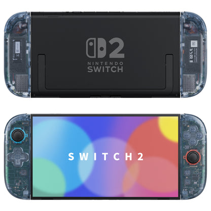eXtremeRate Nintendo Switch 2対応ジョイコン交換フルセットシェルケース、方向ボタンバージョンボタン付き - デラックス版【クリアグレイシャーブルー】