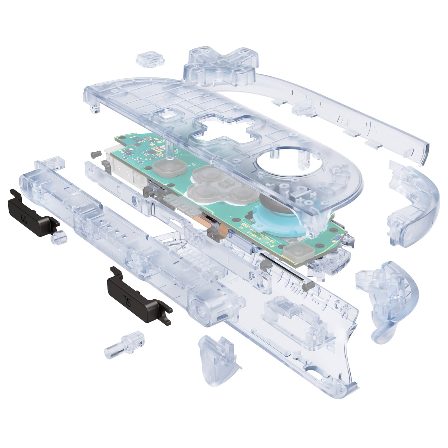 eXtremeRate Nintendo Switch 2対応ジョイコン交換フルセットシェルケース、方向ボタンバージョンボタン付き - デラックス版【クリアグレイシャーブルー】