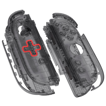 eXtremeRate Nintendo Switch 2対応ジョイコン交換フルセットシェルケース、方向ボタンバージョンボタン付き - デラックス版【クリアブラック】