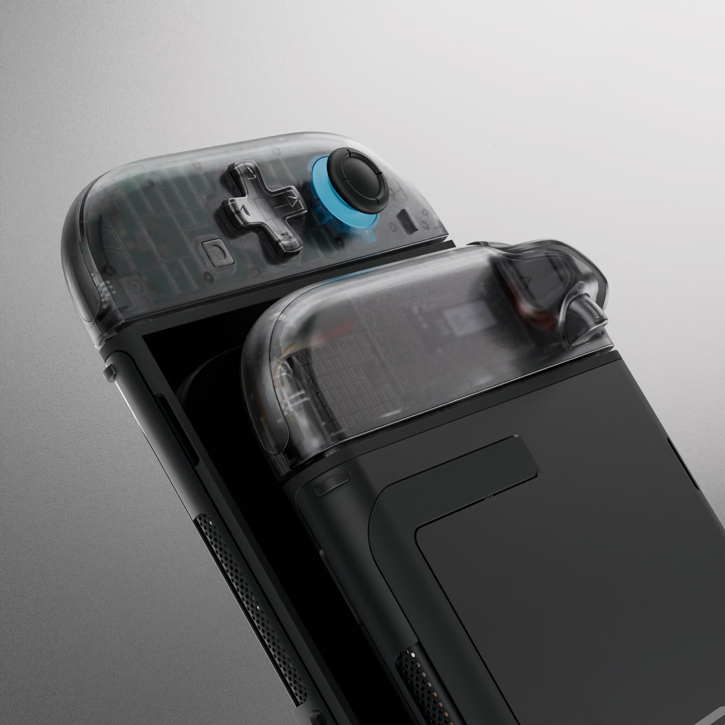 eXtremeRate Nintendo Switch 2対応ジョイコン交換フルセットシェルケース、方向ボタンバージョンボタン付き - デラックス版【クリアブラック】