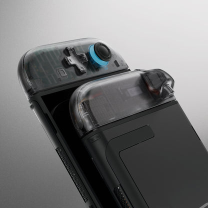 eXtremeRate Nintendo Switch 2対応ジョイコン交換フルセットシェルケース、方向ボタンバージョンボタン付き - デラックス版【クリアブラック】