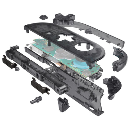 eXtremeRate Nintendo Switch 2対応ジョイコン交換フルセットシェルケース、方向ボタンバージョンボタン付き - デラックス版【クリアブラック】