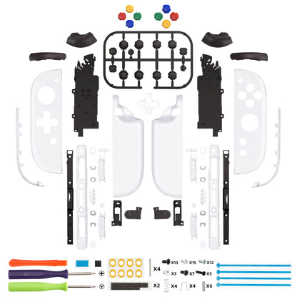 eXtremeRate Nintendo Switch 2対応ジョイコン交換フルセットシェルケース、方向ボタンバージョンボタン付き - デラックス版【ホワイト】