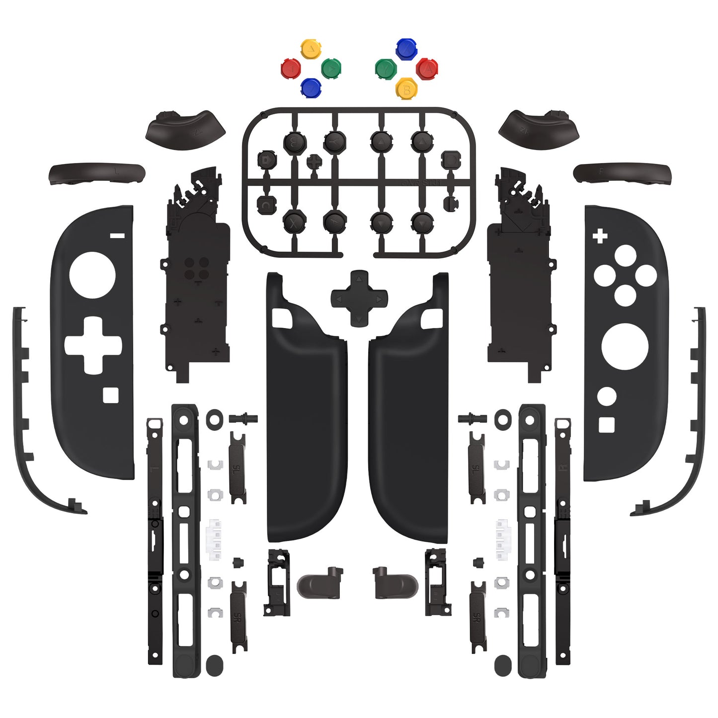 eXtremeRate Nintendo Switch 2対応ジョイコン交換フルセットシェルケース、方向ボタンバージョンボタン付き - デラックス版【ブラック】