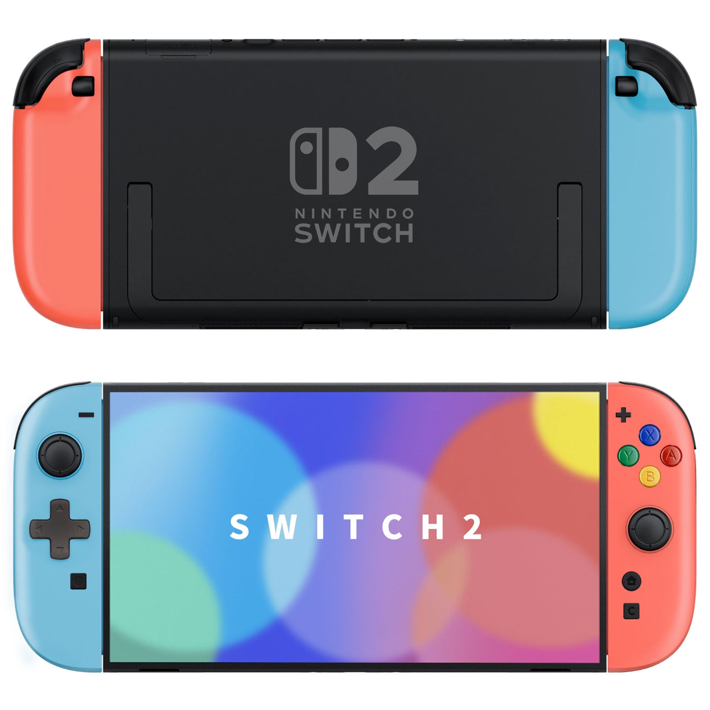 eXtremeRate Nintendo Switch 2対応ジョイコン交換フルセットシェルケース、方向ボタンバージョンボタン付き - エッセンス版【ブルー&オレンジ】