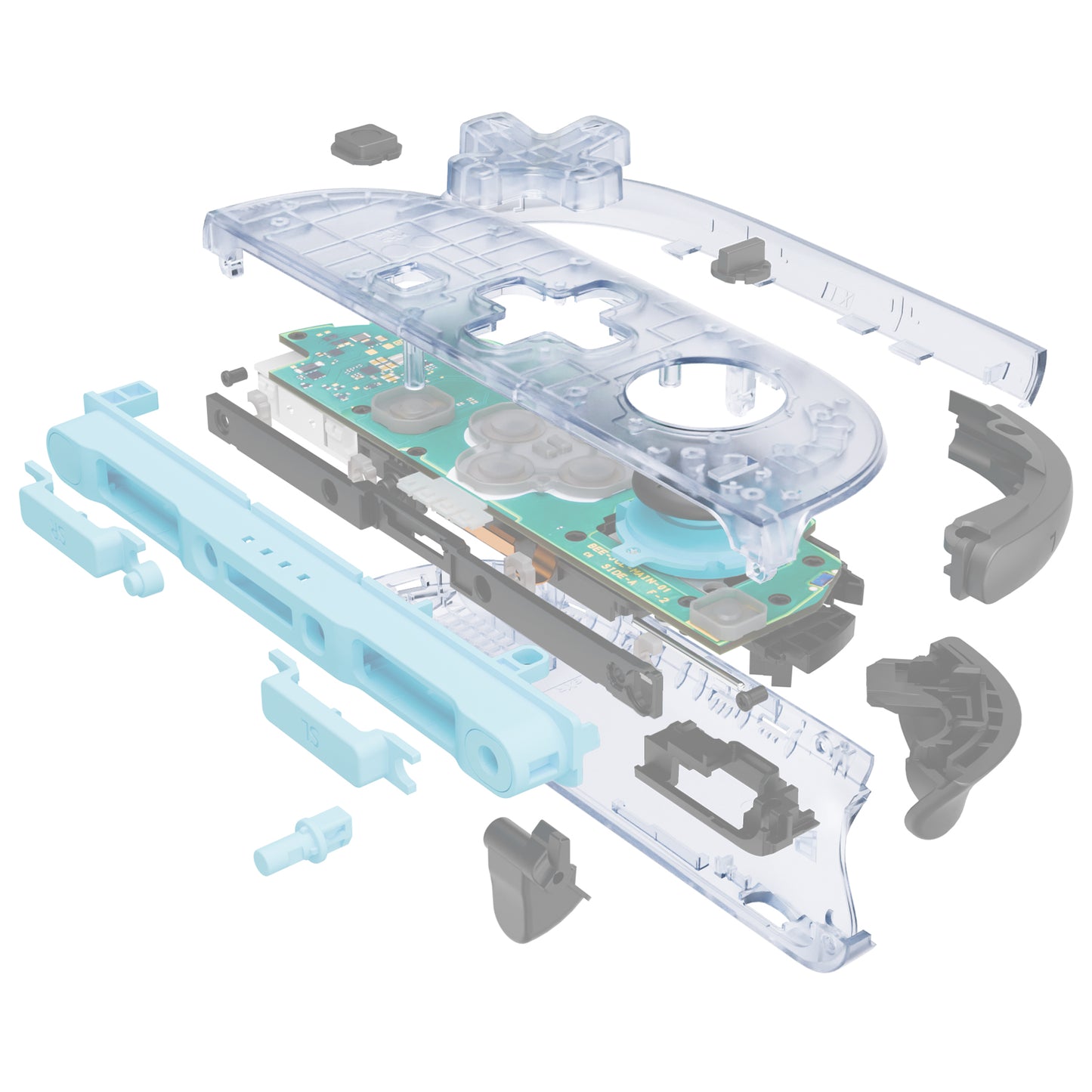 eXtremeRate Nintendo Switch 2対応ジョイコン交換フルセットシェルケース、方向ボタンバージョンボタン付き - エッセンス版【クリアグレイシャーブルー】