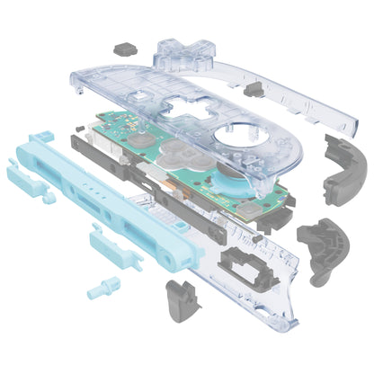 eXtremeRate Nintendo Switch 2対応ジョイコン交換フルセットシェルケース、方向ボタンバージョンボタン付き - エッセンス版【クリアグレイシャーブルー】