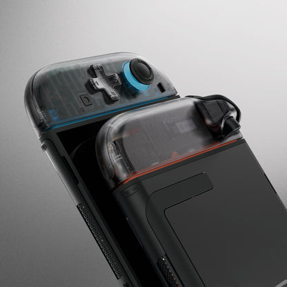 eXtremeRate Nintendo Switch 2対応ジョイコン交換フルセットシェルケース、方向ボタンバージョンボタン付き - エッセンス版【クリアブラック】