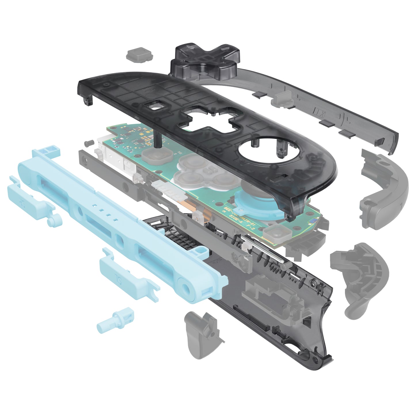 eXtremeRate Nintendo Switch 2対応ジョイコン交換フルセットシェルケース、方向ボタンバージョンボタン付き - エッセンス版【クリアブラック】