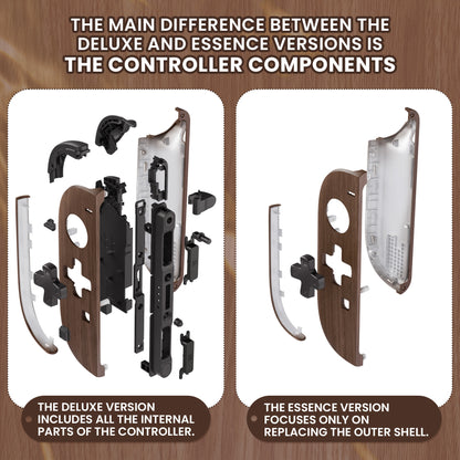 eXtremeRate Nintendo Switch 2対応ジョイコン交換フルセットシェルケース、方向ボタンバージョンボタン付き - エッセンス版【木目調デザイン】