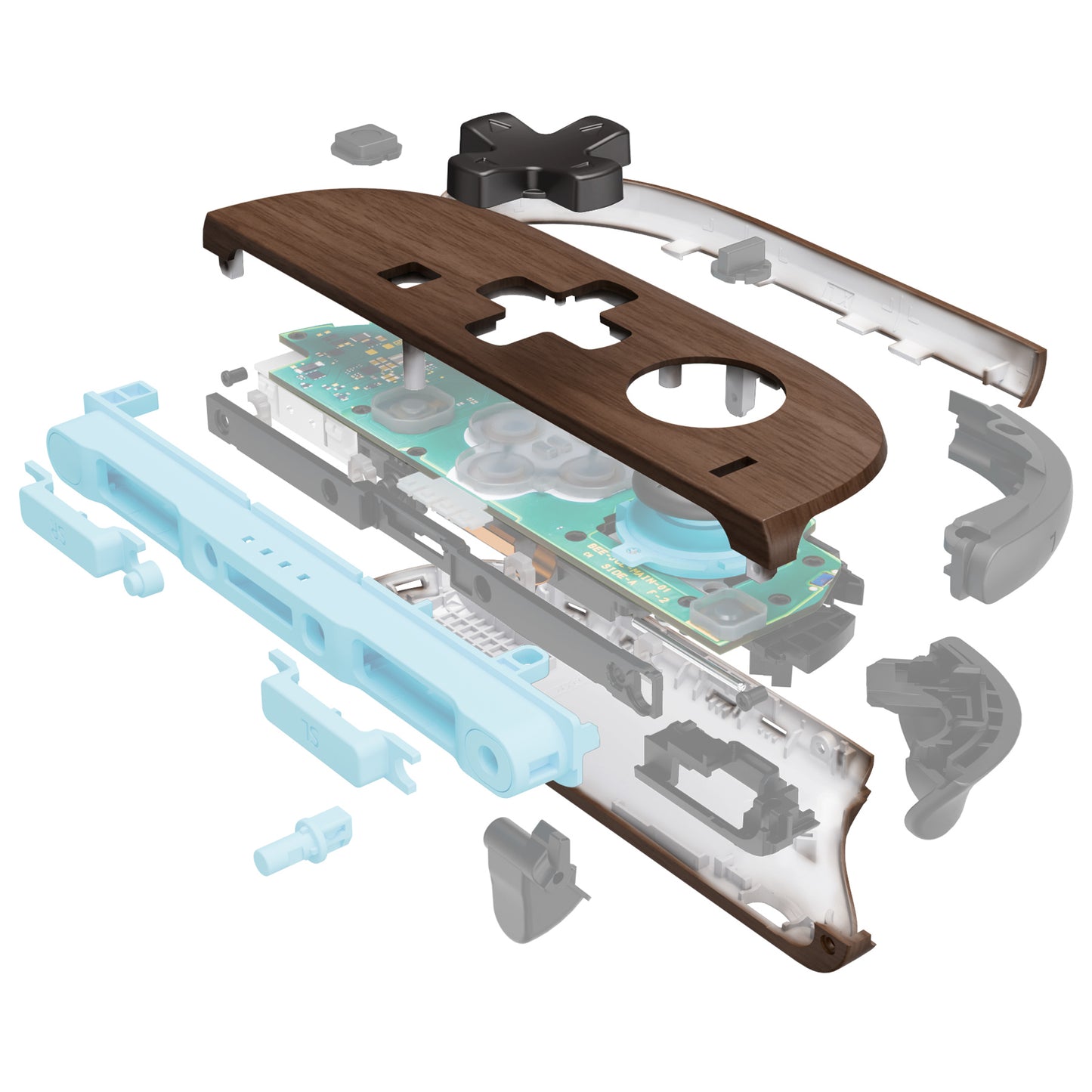 eXtremeRate Nintendo Switch 2対応ジョイコン交換フルセットシェルケース、方向ボタンバージョンボタン付き - エッセンス版【木目調デザイン】