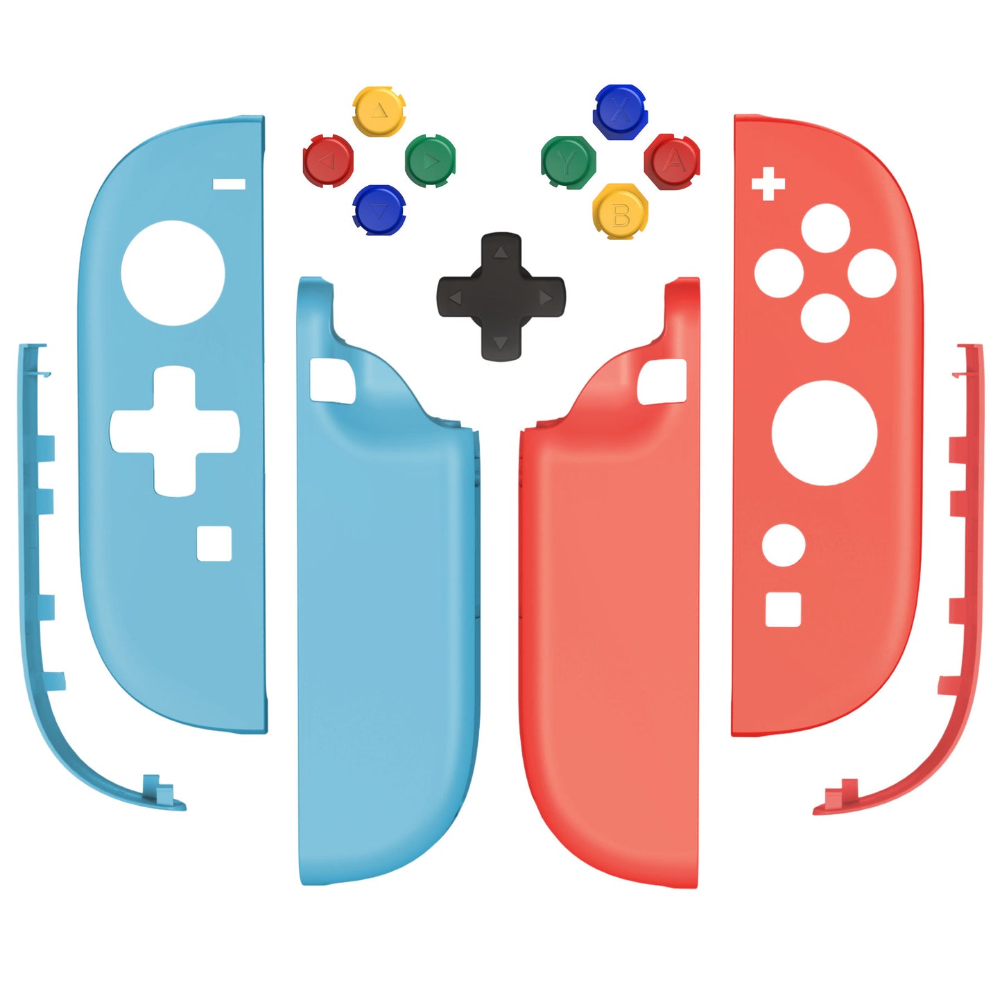 eXtremeRate Nintendo Switch 2対応ジョイコン交換フルセットシェルケース、方向ボタンバージョンボタン付き - エッセンス版【ブルー&オレンジ】