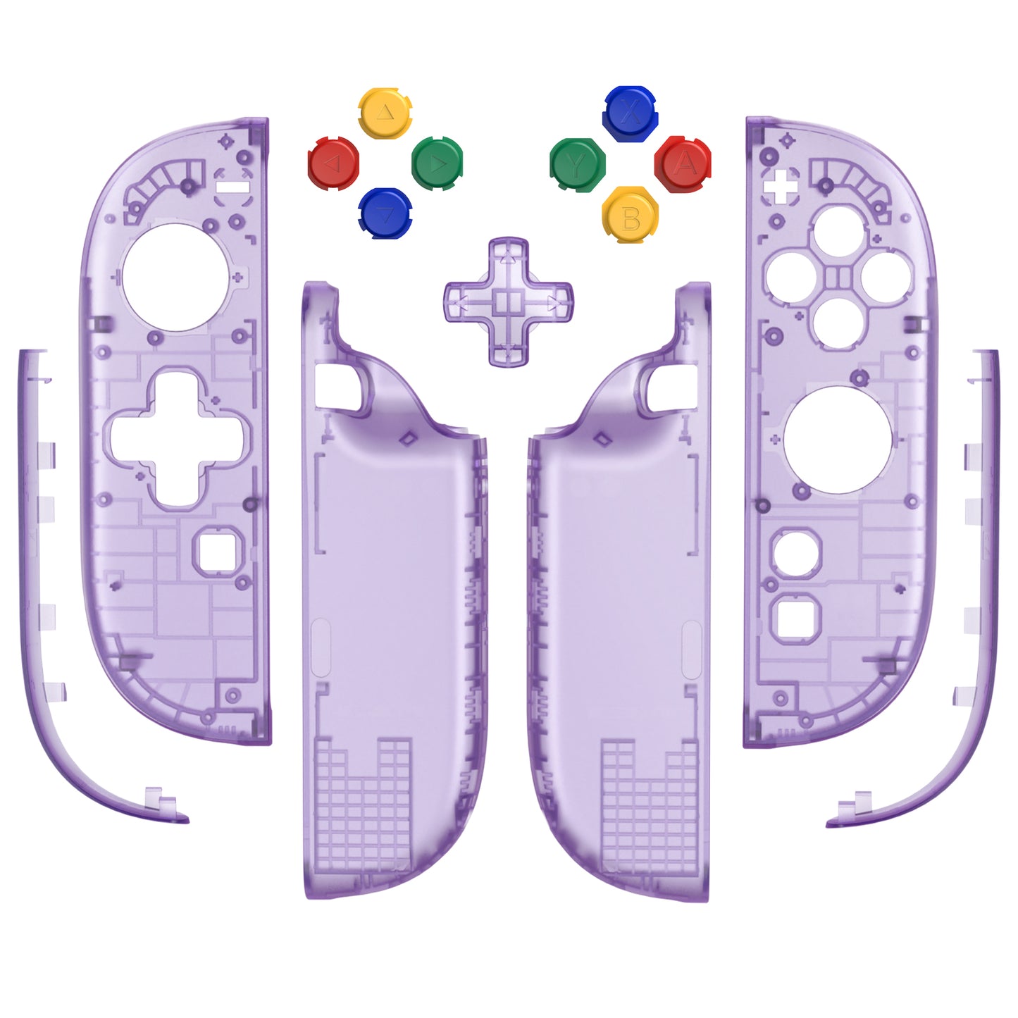 eXtremeRate Nintendo Switch 2対応ジョイコン交換フルセットシェルケース、方向ボタンバージョンボタン付き - エッセンス版【クリアパープル】