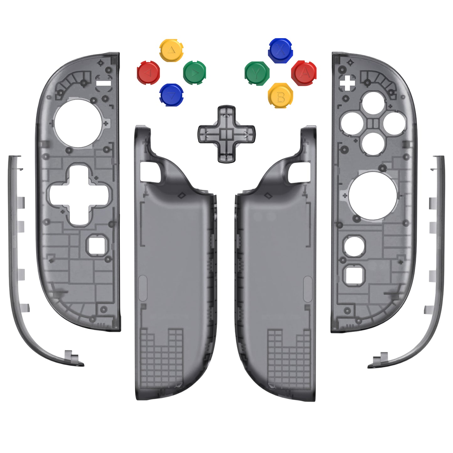 eXtremeRate Nintendo Switch 2対応ジョイコン交換フルセットシェルケース、方向ボタンバージョンボタン付き - エッセンス版【クリアブラック】