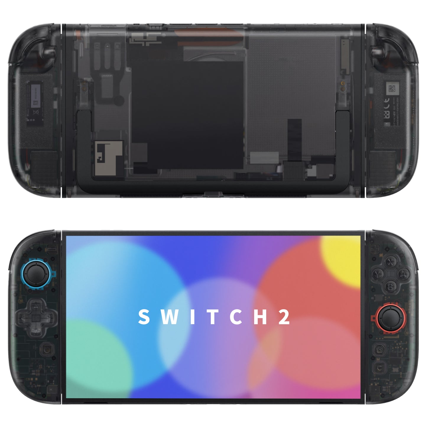 eXtremeRate Nintendo Switch 2対応交換フルセットシェル、方向ボタンバージョンボタン付き - デラックス版【クリアブラック】