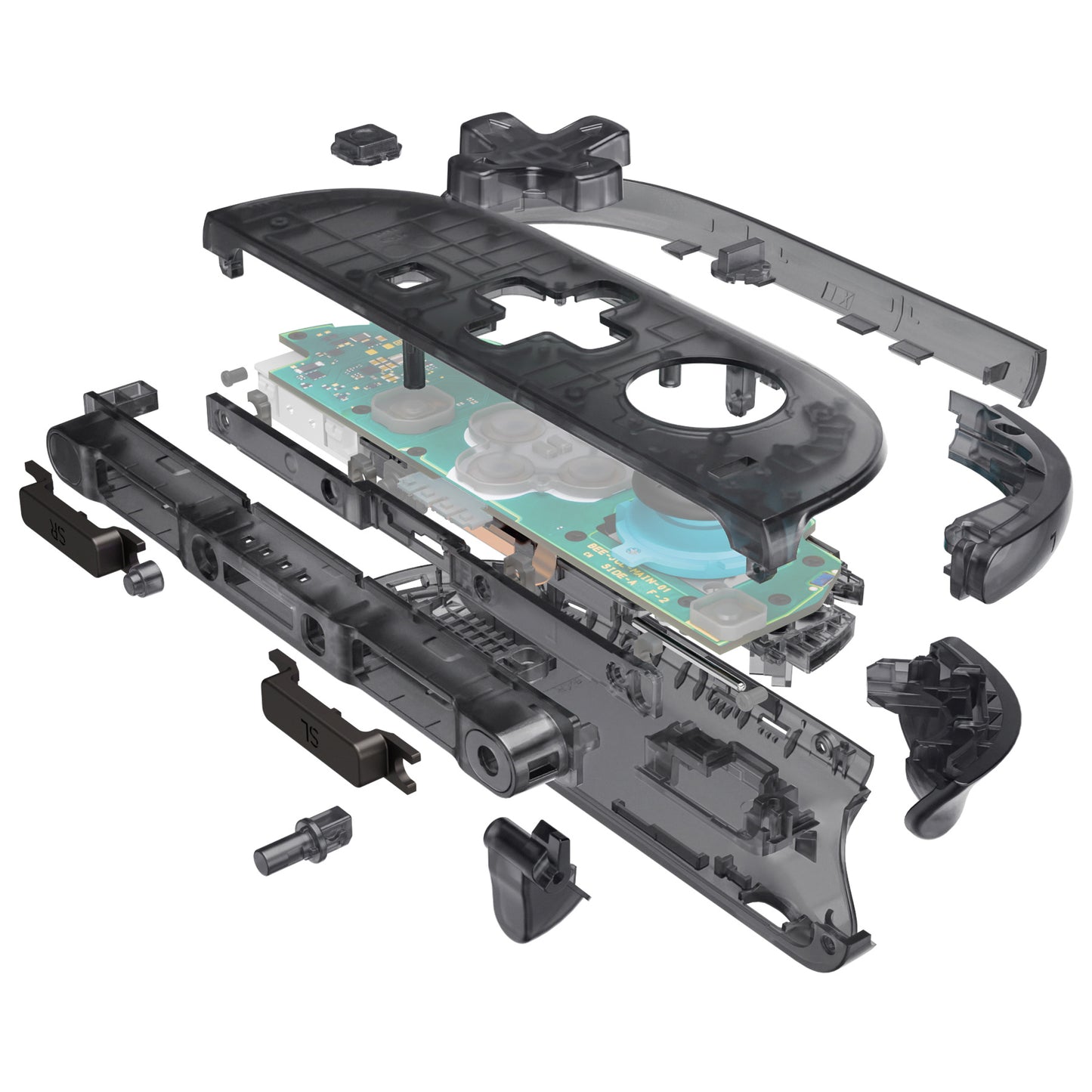 eXtremeRate Nintendo Switch 2対応交換フルセットシェル、方向ボタンバージョンボタン付き - デラックス版【クリアブラック】