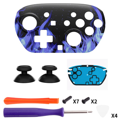 eXtremeRate Nintendo Switch 2 Proコントローラー対応DIY交換用フェイスプレートシェル【ブルーフレームスカル】