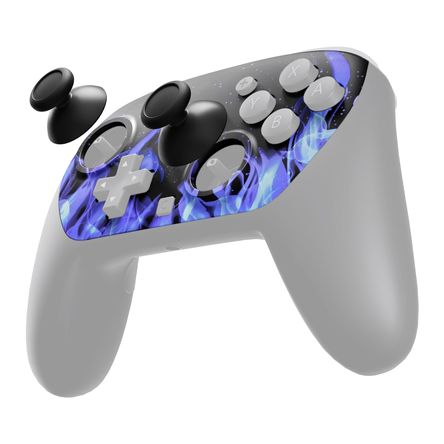 eXtremeRate Nintendo Switch 2 Proコントローラー対応DIY交換用フェイスプレートシェル【ブルーフレームスカル】