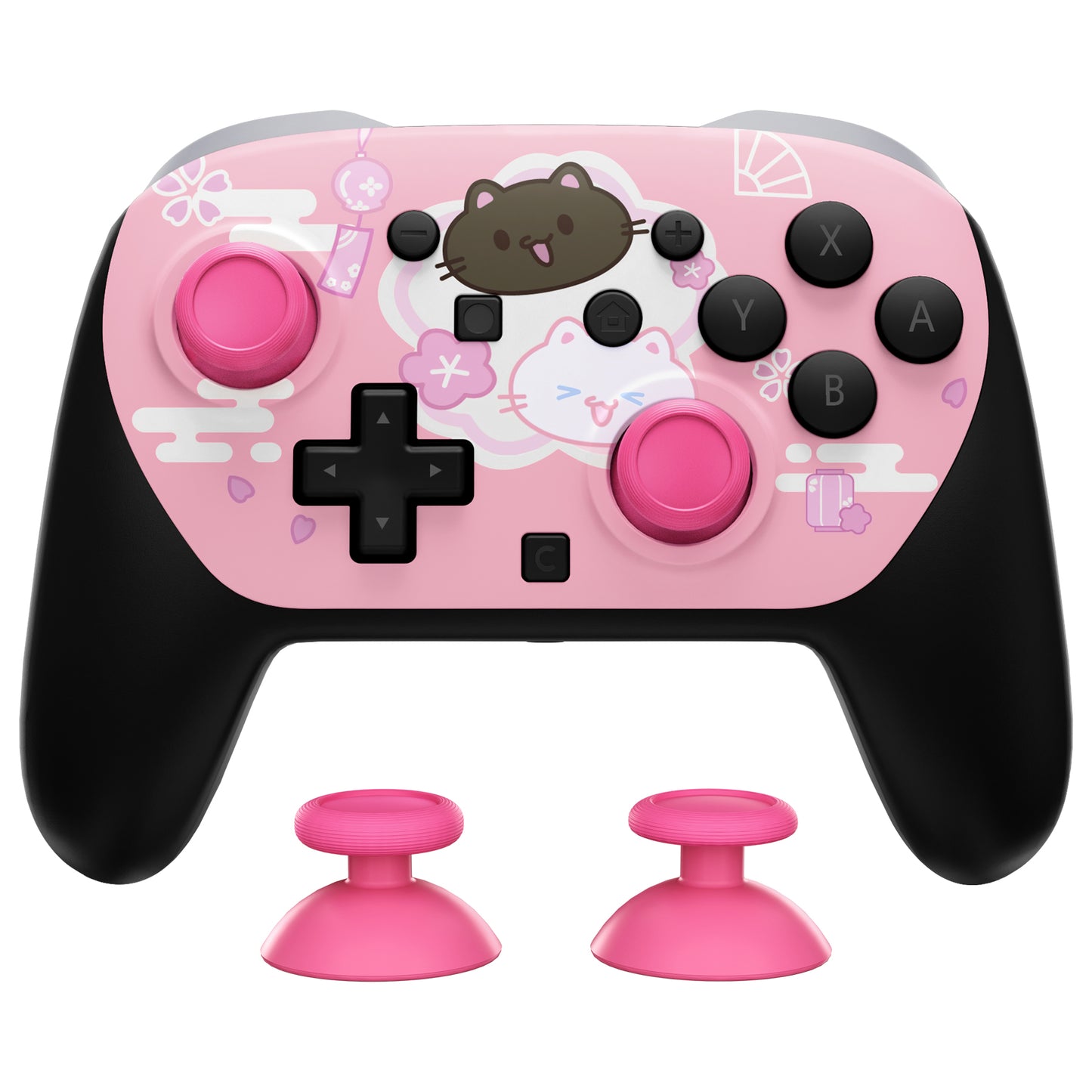 eXtremeRate Nintendo Switch 2 Proコントローラー対応DIY交換用フェイスプレートシェル【桜にゃんこ】