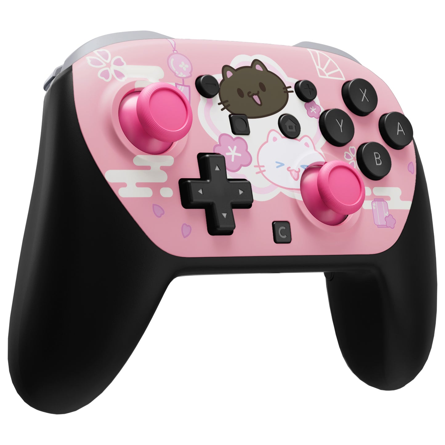 eXtremeRate Nintendo Switch 2 Proコントローラー対応DIY交換用フェイスプレートシェル【桜にゃんこ】