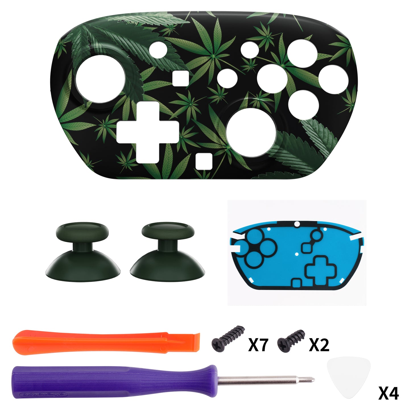 eXtremeRate Nintendo Switch 2 Proコントローラー対応DIY交換用フェイスプレートシェル【緑の葉っぱ】