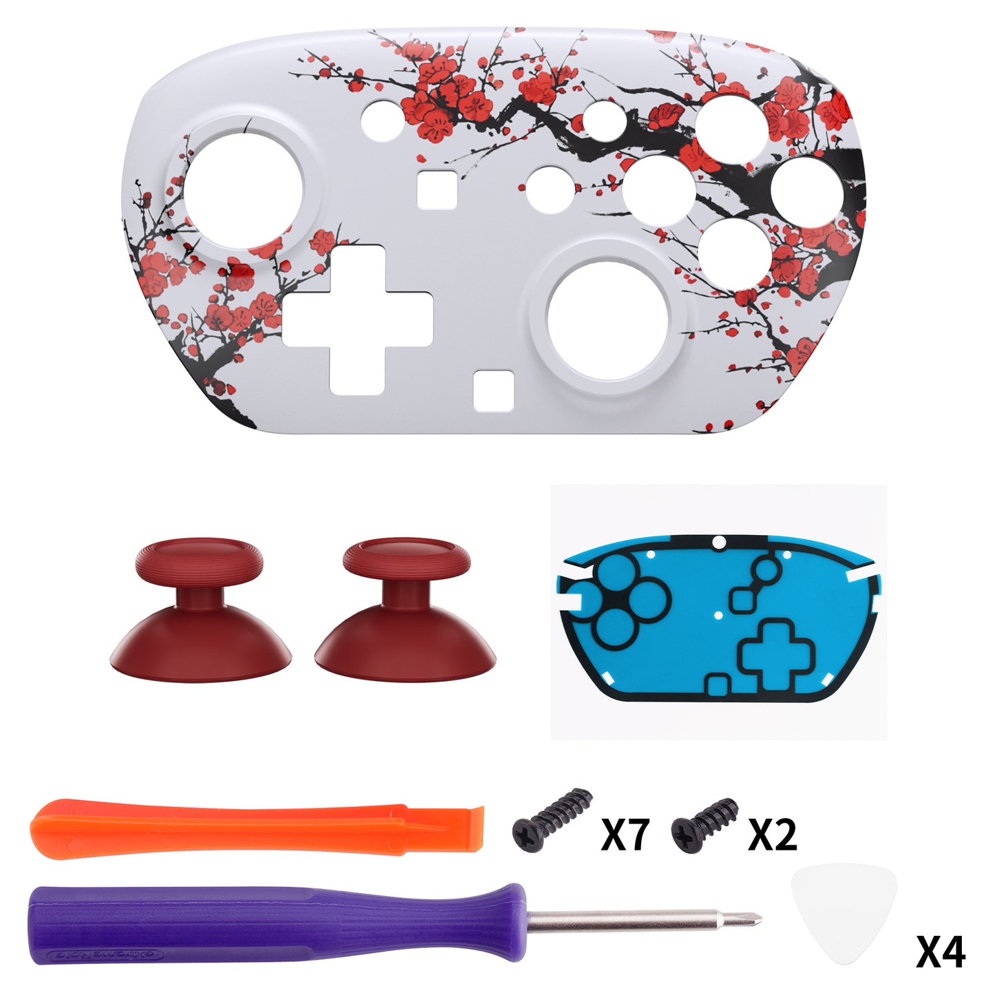 eXtremeRate Nintendo Switch 2 Proコントローラー対応DIY交換用フェイスプレートシェル【冬の梅】