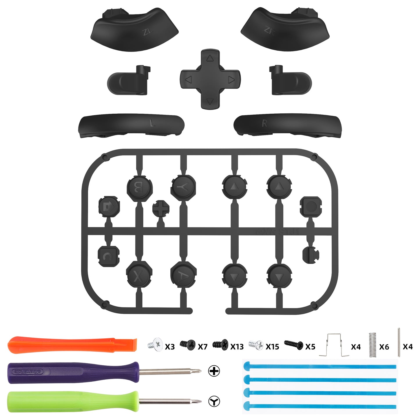 eXtremeRate Nintendo Switch 2ジョイコン対応交換フルセットボタン【ブラック】