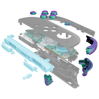 eXtremeRate Nintendo Switch 2ジョイコン対応交換フルセットボタン【カメレオングリーンパープル】