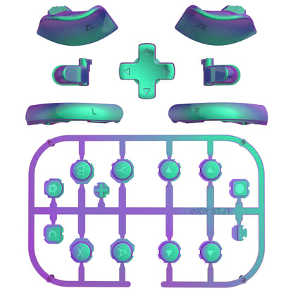 eXtremeRate Nintendo Switch 2ジョイコン対応交換フルセットボタン【カメレオングリーンパープル】