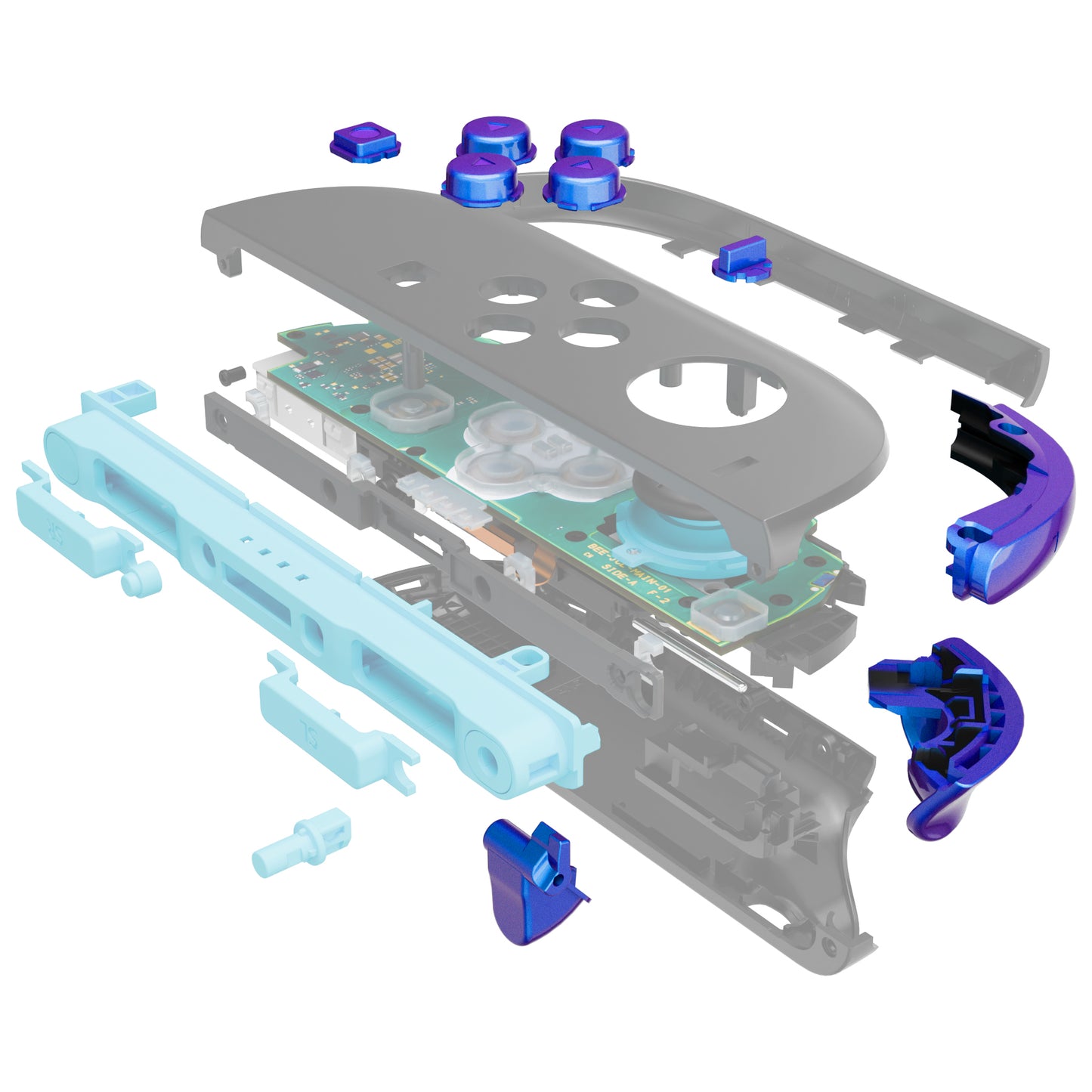 eXtremeRate Nintendo Switch 2ジョイコン対応交換フルセットボタン【カメレオンパープルブルー】